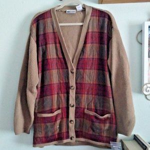 SR RUSS brown and red plaid oversized dark academia school cardigan button up L